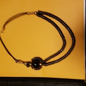 21in black and brass bead necklace